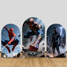 JY1611  Spider-Man Hyper-Realistic Battle Style Arch Backdrop Cover, Elastic Fabric Background for Superhero Party