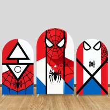 JY1613  Spider-Man Geometric Minimalist Style Arch Backdrop Cover, Elastic Fabric Background for Modern Themed Party