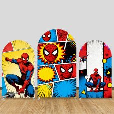JY1615  Spider-Man Pop Art Comic Style Arch Backdrop Cover, Elastic Fabric Background for Fun Festive Party