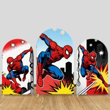 JY1623  Spider-Man City Pop Art Style Arch Backdrop Cover, Elastic Fabric Background for Action Themed Party