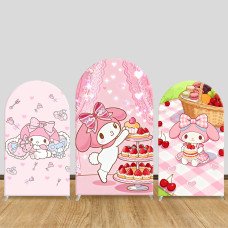 JY1627 My Melody Lace Tea Party Style Arch Backdrop Cover, Elastic Fabric Background for Princess Birthday Party JY1627 My Melody Lace Tea Party Style Arch Backdrop Cover, Elastic Fabric Background for Princess Birthday Party