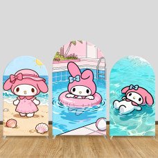 JY1635 My Melody Summer Beach Style Arch Backdrop Cover, Elastic Fabric Background for Vacation Themed Party JY1635 My Melody Summer Beach Style Arch Backdrop Cover, Elastic Fabric Background for Vacation Themed Party
