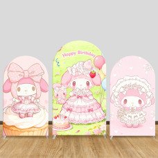 JY1641 My Melody Lolita Birthday Style Arch Backdrop Cover, Elastic Fabric Background for Princess Themed Party JY1641 My Melody Lolita Birthday Style Arch Backdrop Cover, Elastic Fabric Background for Princess Themed Party
