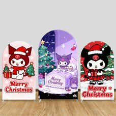 JY1646 Kuromi Christmas Themed Arch Backdrop Cover, Elastic Fabric Background for Holiday Party JY1646 Kuromi Christmas Themed Arch Backdrop Cover, Elastic Fabric Background for Holiday Party