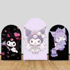 JY1648  Kuromi Dark Wedding Style Arch Backdrop Cover, Elastic Fabric Background for Gothic Themed Party
