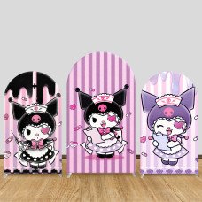 JY1649  Kuromi Nurse Uniform Style Arch Backdrop Cover, Elastic Fabric Background for Cute Themed Party