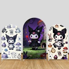 JY1650 Kuromi Magical Forest Style Arch Backdrop Cover, Elastic Fabric Background for Fantasy Themed Party JY1650 Kuromi Magical Forest Style Arch Backdrop Cover, Elastic Fabric Background for Fantasy Themed Party