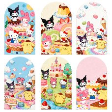 JY1653 Sanrio Characters Dessert Castle Style Arch Backdrop Cover, Elastic Fabric Background for Sweet Themed Party JY1653 Sanrio Characters Dessert Castle Style Arch Backdrop Cover, Elastic Fabric Background for Sweet Themed Party