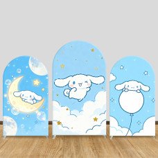 JY1654  Cinnamoroll Starry Sky & Cloud Style Arch Backdrop Cover, Elastic Fabric Background for Dreamy Themed Party