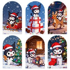 JY1659  Kuromi Christmas Adventure Style Arch Backdrop Cover, Elastic Fabric Background for Festive Party