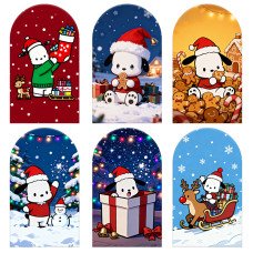 JY1664  Pochacco Christmas Fun Style Arch Backdrop Cover, Elastic Fabric Background for Kids Themed Party