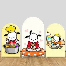 JY1670  Pochacco Daily Life Style Arch Backdrop Cover, Elastic Fabric Background for Cozy Cute Themed Party