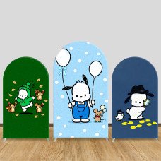 JY1671  Pochacco Adventure Style Arch Backdrop Cover, Elastic Fabric Background for Cute Kids Party
