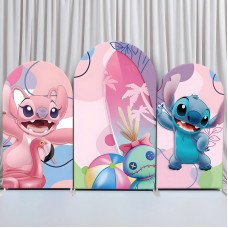 JY207 Stitch Angel Summer Beach Pool Arch Backdrop Cover Elastic Fabric Kids Birthday Party Decoration
