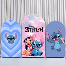 JY207 Stitch Lilo Disney Stitch Arch Backdrop Cover Elastic Fabric Cartoon Kids Birthday Decoration