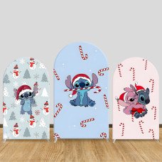 JY207 Stitch Angel Christmas Candy Cane Arch Backdrop Cover Elastic Fabric Kids Christmas Party Decoration