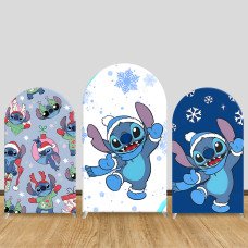 JY207 Stitch Christmas Snowflake All Over Print Arch Backdrop Cover Elastic Fabric Kids Christmas Decoration