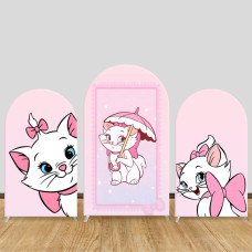 JY208 Marie Cat Pink Bow Umbrella Arch Backdrop Cover Elastic Fabric Girls Birthday Party Decoration