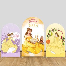 JY210 Belle Princess Beauty and the Beast Disney Arch Backdrop Cover Elastic Fabric Girls Birthday Decoration
