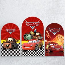 JY231 Cars Lightning McQueen Happy Birthday Arch Backdrop Cover Elastic Fabric Kids Birthday Party Decoration