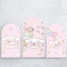 JY234 Cinnamoroll Ice Cream Dessert Pink Arch Backdrop Cover Elastic Fabric Girls Birthday Party Decoration