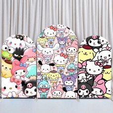 JY242 Sanrio All Characters Ice Cream Arch Backdrop Cover Elastic Fabric Girls Birthday Party Decoration