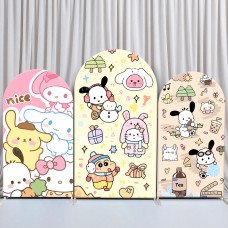JY242 Sanrio Crayon Shin-chan Winter Cute Arch Backdrop Cover Elastic Fabric Kids Birthday Party Decoration