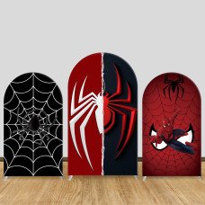 JY243 Spider-Man Web Arch Backdrop Cover, Elastic Fabric Arch Backdrop for Superhero Birthday Party, Wedding, Photo Booth Background Decor