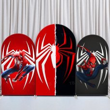 JY243 Spider-Man Arch Backdrop Cover, Elastic Fabric Arch Backdrop for Superhero Themed Birthday, Wedding, Party, Photography Background