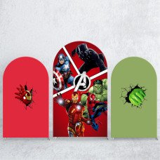 JY244 Marvel Avengers Arch Backdrop Cover, Elastic Fabric Arch Backdrop for Superhero Birthday Party, Wedding, Photo Booth Decor