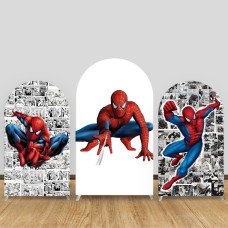 JY245 Spider-Man Comic Collage Arch Backdrop Cover, Elastic Fabric Arch Backdrop for Kids Superhero Birthday, Wedding, Party Photography Decor