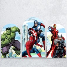 JY246 Marvel Avengers Superhero Arch Backdrop Cover, Elastic Fabric Arch Backdrop for Birthday Party, Wedding, Photo Booth Background Decor