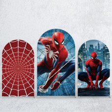 JY248 Spider-Man Realistic Web Arch Backdrop Cover, Elastic Fabric Arch Backdrop for Superhero Birthday, Wedding, Party Photography Background