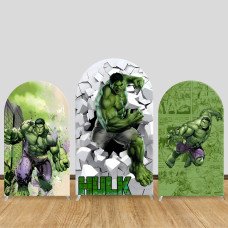 JY259 Hulk Breaking Wall Comic Arch Backdrop Cover, Elastic Fabric Arch Backdrop for Superhero Birthday Party, Baby Shower, Photo Booth Decor