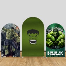 JY260 Hulk Happy Birthday Arch Backdrop Cover, Elastic Fabric Arch Backdrop for Kids Superhero Themed Birthday Party, Photo Booth Decor