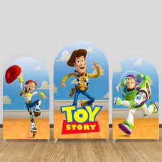 JY269   Toy Story Woody Jessie Buzz Lightyear Arch Backdrop Cover, Elastic Fabric Arch Backdrop for Kids Birthday Party, Photo Booth Background Decor