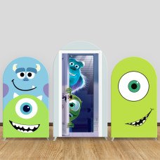 JY270   Monsters Inc Sulley Mike Arch Backdrop Cover, Elastic Fabric Arch Backdrop for Kids Birthday Party, Baby Shower, Photo Booth Decorz