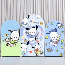 JY277  Pochacco Sanrio Arch Backdrop Cover, Cute Elastic Fabric Arch Backdrop for Kids Birthday Party, Photo Booth Background Decor