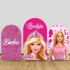 JY278  Barbie Princess Arch Backdrop Cover, Pink Elastic Fabric Arch Backdrop for Girls Birthday Party, Photo Booth Decor