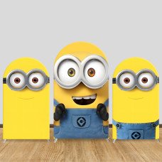 JY280  Minions Close Up Arch Backdrop Cover, Elastic Fabric Arch Backdrop for Kids Birthday Party, Photo Booth Decoration