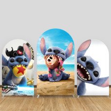JY281  Lilo & Stitch Beach Arch Backdrop Cover, Elastic Fabric Arch Backdrop for Kids Birthday Party, Photo Booth Decoration