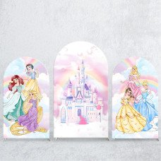 JY285  Disney Princesses Arch Backdrop Cover, Elastic Fabric Arch Backdrop for Girls Birthday Party, Photo Booth Decoration