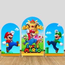 JY287  Super Mario Arch Backdrop Cover, Elastic Fabric Arch Backdrop for Kids Birthday Party, Photo Booth Decoration