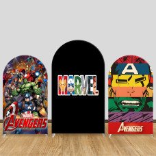 JY299 Marvel Avengers Arch Backdrop Cover, Elastic Fabric Arch Backdrop for Superhero Birthday Party, Photo Booth Decoration