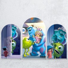 JY300  Monsters Inc Sulley Mike Arch Backdrop Cover, Elastic Fabric Arch Backdrop for Kids Birthday Party, Photo Booth Decoration