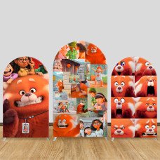 JY312 Turning Red Mei Panda Collage Arch Backdrop Cover Elastic Fabric Cartoon Kids Birthday Decoration
