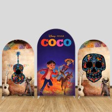 JY314 Coco Disney Pixar Arch Backdrop Cover Elastic Fabric Day of the Dead Birthday Decoration