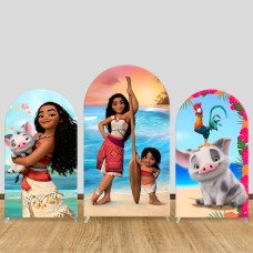 JY315 Moana Vaiana Pua Pig Arch Backdrop Cover Elastic Fabric Tropical Kids Birthday Decoration