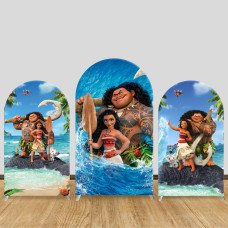 JY315 Moana Vaiana Maui Arch Backdrop Cover Elastic Fabric Cartoon Kids Birthday Party Decoration