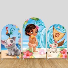 JY315 Moana Vaiana Pua Pig Arch Backdrop Cover Elastic Fabric Tropical Kids Birthday Decoration